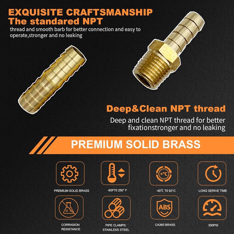 Rolfutool 69 pcs Brass Hose Barb Fittings Assortment Kits 1/8" 3/16" 1/4" 5/16" 3/8" 1/2" Barb Splicer & Ba - Image 4